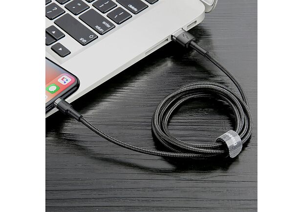 Кабель USB BASEUS Cafule CALKLF-CG1, USB - Lightning, 1.5А, 2 м, серыйчерный - 4