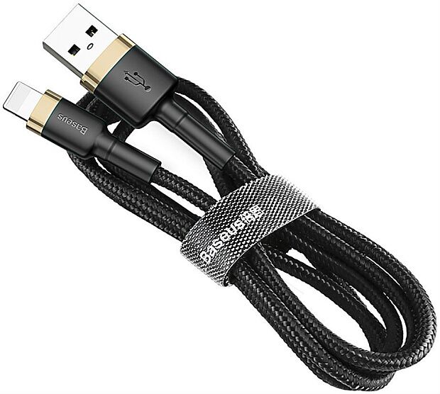 Кабель USB BASEUS Cafule, USB - Lightning, 2.4А, 1 м, золотойчерный - 3