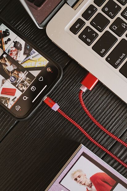 Дата-кабель Smart USB 3.0A для micro USB Magnetic More choice K61Sm нейлон 1м красный - 4
