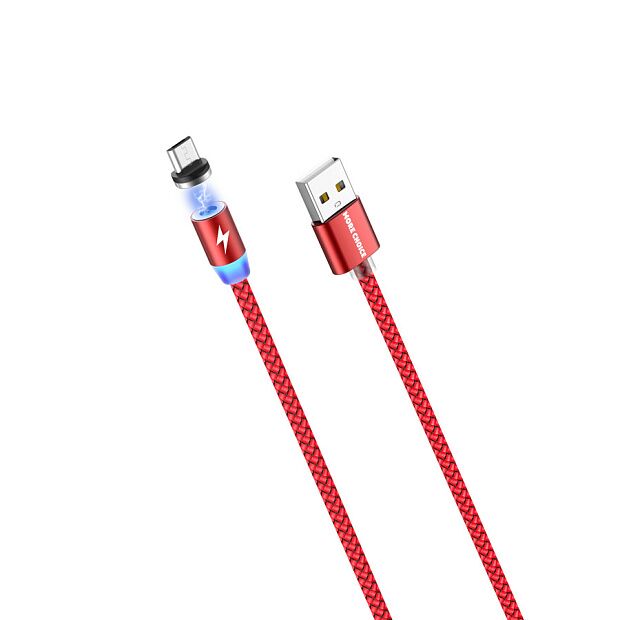 Дата-кабель Smart USB 3.0A для micro USB Magnetic More choice K61Sm нейлон 1м красный - 1