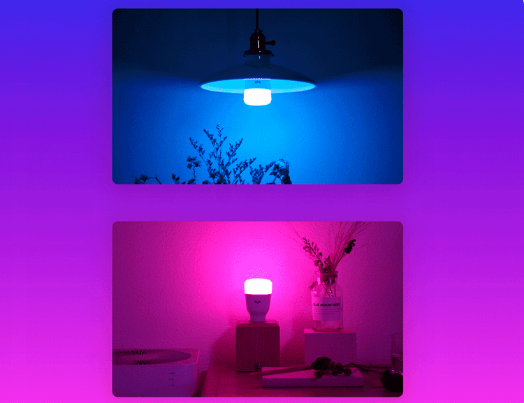 Пример свечения умной лампочки Xiaomi Yeelight Smart LED Bulb Multiple Color W3 YLDP005